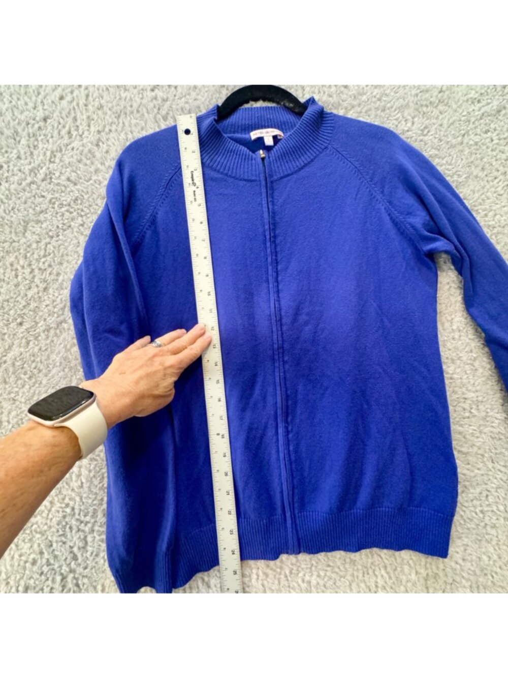 Peter Millar Women's L Cardigan Royal Blue Cotton & Cashmere Zip Summer Sweater - Picture 9 of 9